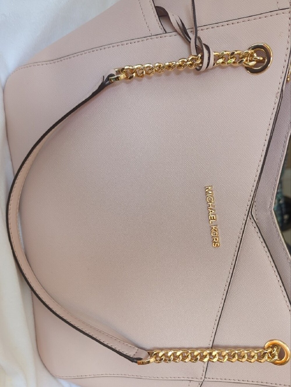 Michael Kors Pink Saffiano Chain-Handle Shoulder Tote - Picture 3 of 7